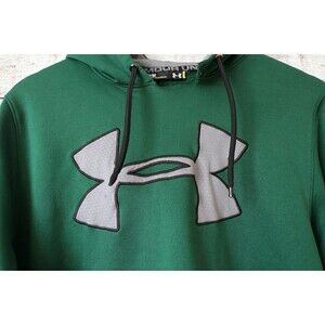 Under Armour Medium Green Gray Pullover Hoodie Small Cut Flaw